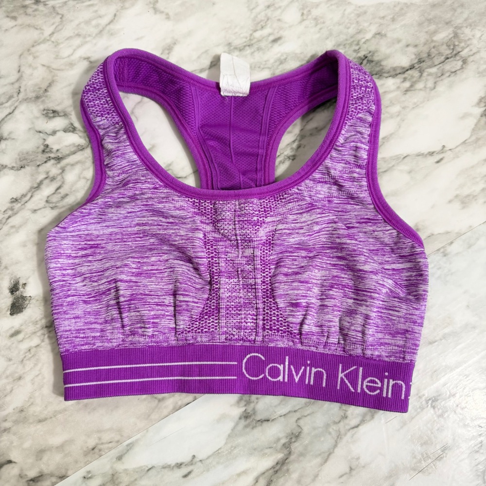 Calvin Klein Performance Womens Purple Space Dye Racerback Sports Bra XS T1543